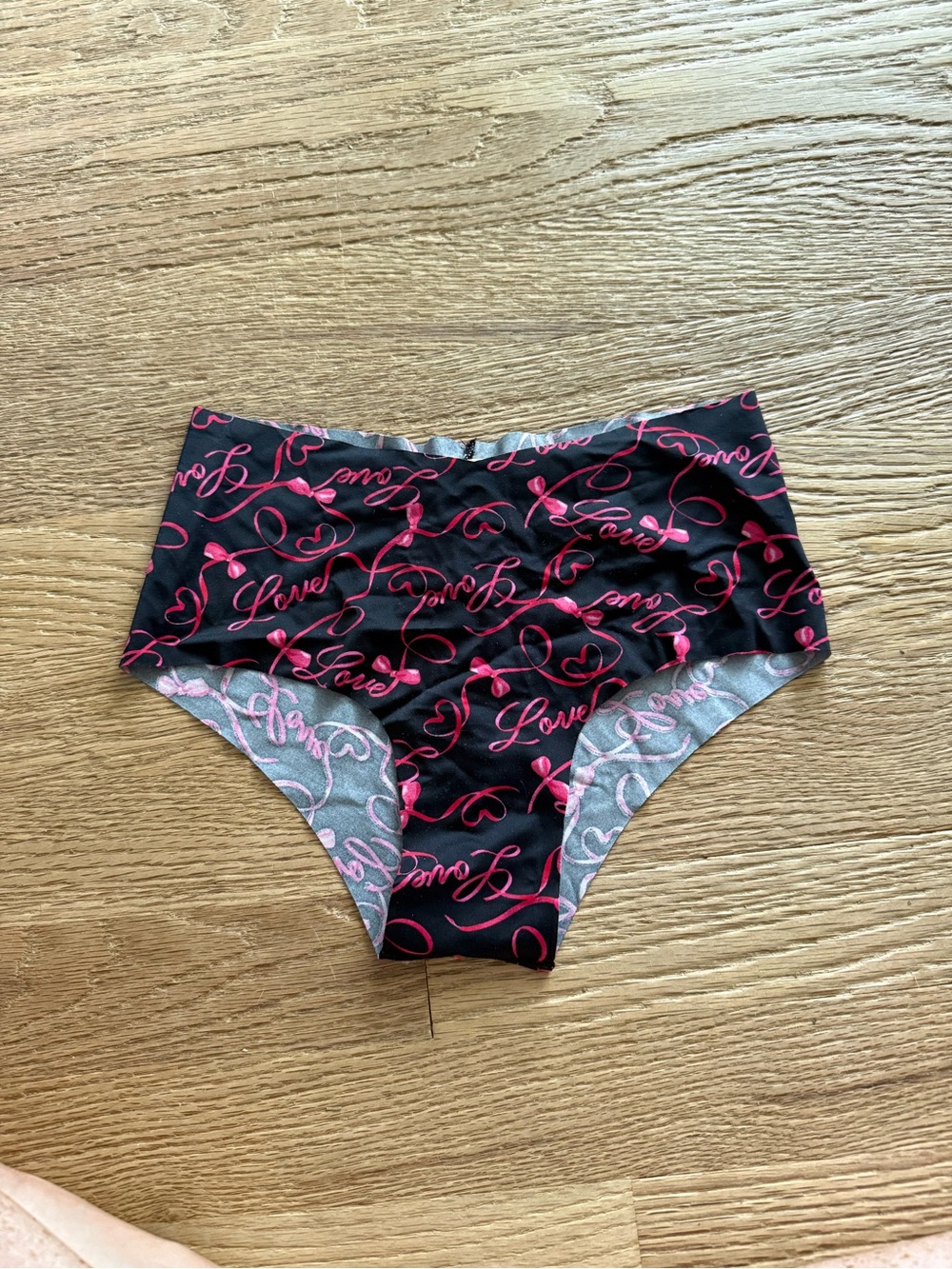 Victoria's Secret Black Briefs with Bright Pink 'Love' Script